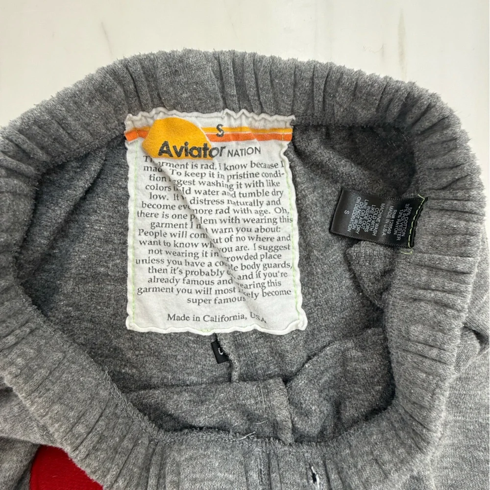 Aviator Nation Gray Joggers with Red Heart Women’s SMALL - Picture 5 of 6